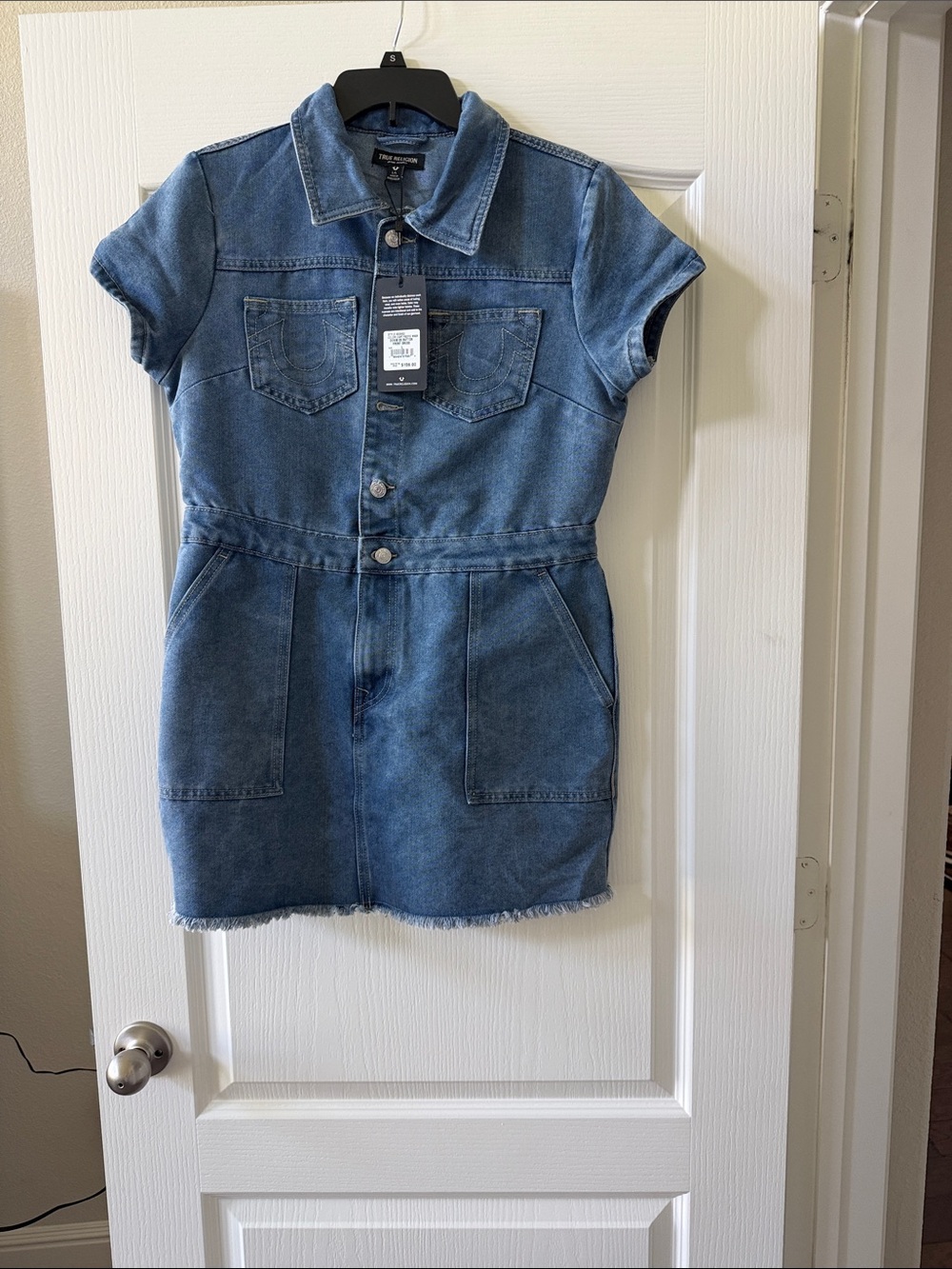 True Religion Light Blue Denim Button-Front Dress